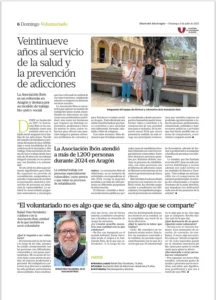 Diario del Alto Aragón, recorte de prensa. Centro Ibón. 29 años al servicio de la salud y prevención de adicciones